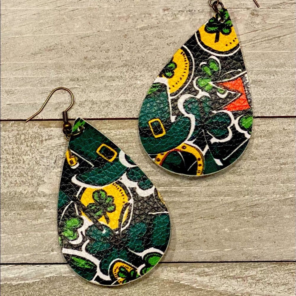 Faux Printed Leather Earrings